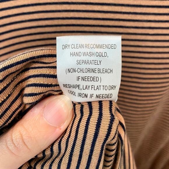 SWEET SALT | Brown & Black Striped Drawstring Midi Dress Modest | Size 12 - Picture 6 of 6